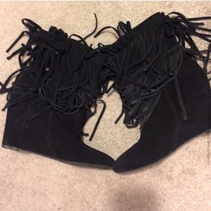 Denim & supply Ralph Lauren  fringe black booties